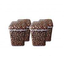 Reusable Mini Empty Tins Square Tinplate Box Multipurpose Containers, 4 Packs Leopard Pattern