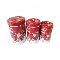 Christmas Style Reusable Mini Empty Tins Tinplate Box Multipurpose Containers, 3 Packs Red Santa Claus Pattern