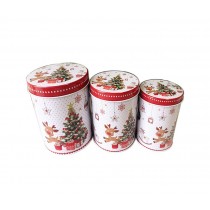 Christmas Style Reusable Mini Empty Tins Tinplate Box Multipurpose Containers, 3 Packs Elk Pattern