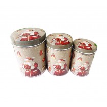 Christmas Style Reusable Mini Empty Tins Tinplate Box Multipurpose Containers, 3 Packs Yellow Santa Claus Pattern