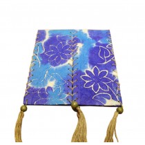 Chinese Paper Lantern Rectangle Handmade National Style Home Decor Printed Blue and Purple Flower Lamp Shade