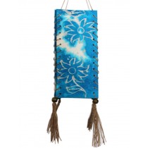 Chinese Paper Lantern Rectangle Handmade National Style Home Decor Printed Blue Flower Lamp Shade