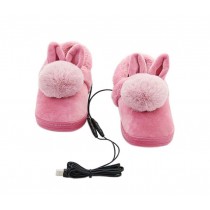 [Rose red Rabbit] Heating Shoes Warm USB Electric Heated Slipper usb Foot Warmer for Winter 24cm