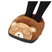 [Glasses Bear] USB Foot Warmer Heating Pad Slippers Washable For Home/Office Warm Feet Treasure