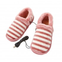 [Pink Stripe] Heating Shoes Warm USB Electric Heated Slipper usb Foot Warmer for Winter 24cm