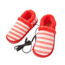 [Red Stripe] Heating Shoes Warm USB Electric Heated Slipper usb Foot Warmer for Winter 24cm