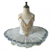 Girl Sequined Beads Fairy Ballerina Swan Costume kids Ballet Dance Tutu Dress, White