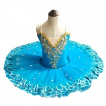 Girls Sequin Ballet Tutu Dress Kids Flower Ballet Skirt Bling Bling Party Dancewear, Turquoise