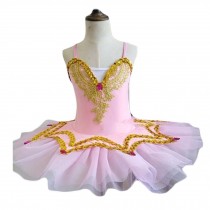 Girls Sequin Ballet Dress Dancewear Costume Swan Tutu Dress Pink Ballet Dress