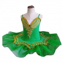Girls Ballet Dress Kids Dancewear Swan Dance Costumes Green Ballet Dress