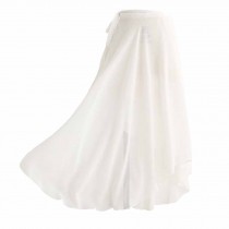 Women Long Chiffon Sheer Wrap Skirt Asymmetric Ballet Dance Skirt Dancewear, White, 80cm