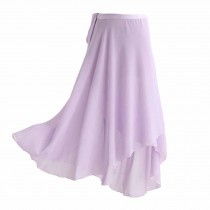 Women Chiffon Long Ballet Dance Wrap Skirt with Waist Tie, Violet, 80cm