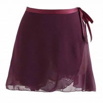 Women Ballet Skirt Skate Over Scarf Tutu Skirts Chiffon Dance Wrap Skirt with Waist Tie, Dark Purple 38cm