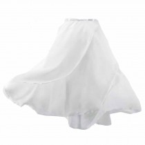 Women Double-Layer Chiffon Ballet Dance Wrap Skirt with Waist Tie, White 58cm