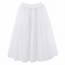 Women 5-Layer Ballet Bubble Tutu Skirt Long White Gauze Skirts Dance Performance Costume, 71cm