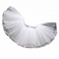 Kids 4-Layers Gauzy Skirt Dance Costumes Prom Dress up Ballet Bubble Tutu Skirt for Girls, White 22cm