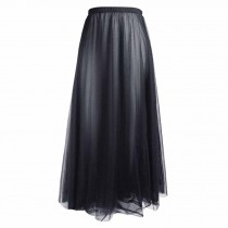 Women Sheer Black Ballet Long Skirt Soft Gauzy Ballet Tutu Skirt Dance Performance Costumes, 80cm
