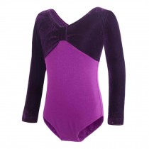 Long Sleeve Purple Ballet Dress Basic Dance Ballet Leotards for Girls