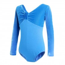 Long Sleeve Gymnastics Leotards Kids Blue Dance Dress Ballet Leotards for Girls
