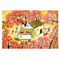 500 Piece Jigsaw Puzzle for Adults Wooden Art Puzzle Chinese Paintings Golden Autumn, Good Harvest