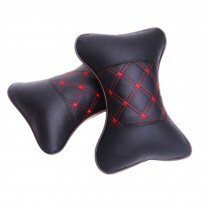 Set of 2 High-quality Automotive Trim Dog Bone Neck Pillow,Black & Red