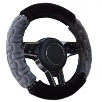 Luxury Design Leopard Steering High Quality Wheel Plush Cover, Gray