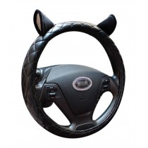 Leather Anti-Skid Handlebar Set Winter Fashion Car Steering Wheel Sets Cute Ears