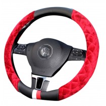 Plush Anti-Skid Handlebar Set Fashion Car Steering Wheel Cover ,Red