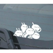 set of 3 Lovely Rabbit Stickers Funny Car Decal WHITE (4.7"x4.7")