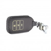 Genuine Leather Car Key Chain Smart Key Cover Case Holder for Honda Accord,Black