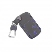 Genuine Leather Car Key Chain Smart Key Cover Case for Crosstour, Blue/Black