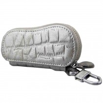 Geniune Leather Key Bag Key Chain Case Car Key Holder(Silver)