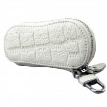 Geniune Leather Key Bag Key Chain Case Car Key Holder(White)