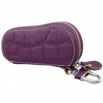 Geniune Leather Key Bag Key Chain Case Car Key Holder(Purple)