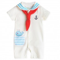 Navy Suit Baby Bodysuit Infant Onesies Toddler One-piece Romper WHITE
