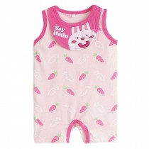 Cute Sleeveless Infant Bodysuit Toddlers Onesies Baby Romper With Bib Carrot
