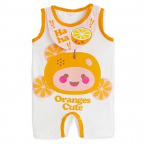 Cute Sleeveless Infant Bodysuit Toddlers Onesies Baby Romper With Bib Orange