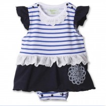 Lovely Baby Girls' Dress Infant Bodysuit Toddler Romper Onesies Navy Suit 16-24M