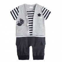 Casual Stripe Grey Baby Bodysuit Infant Onesies Toddler One-piece Romper
