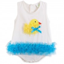 Little Duck Baby Girl Bodysuit Infant Onesies Toddler One-piece Romper Blue (90)