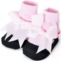 Baby Socks Lovely Cotton Summer Infant Socks 0-12 Months(Black With Pink Bow)