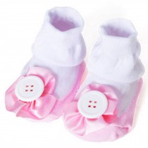 Baby Socks Lovely Cotton Summer Infant Socks 0-12 Months(Pink Button)