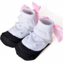 Baby Socks Lovely Cotton Summer Infant Socks 0-12 Months(White With Beads)