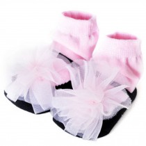 Baby Socks Lovely Cotton Summer Infant Socks 0-12 Months(Black With Pink Flower)