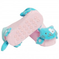 2 Pairs Baby Socks Cotton Anti-skidding Infant Socks 0-12 Months(Cat)