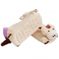 2 Pairs Baby Socks Cotton Anti-skidding Infant Socks 0-12 Months(Khaki Cattle)