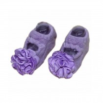 2 Pairs Baby Socks Flower Anti-slip Socks for Baby Girls, Purple