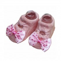 2 Pairs Bowknot and Dots Design Baby Girls Socks Cute Socks, Pink[D]
