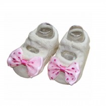 2 Pairs Bowknot and Dots Design Baby Girls Socks Cute Socks, Beige[D]