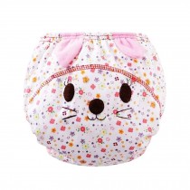 2 PCS Breathable Cotton Baby Diapers (Flower and Cat Style, M)